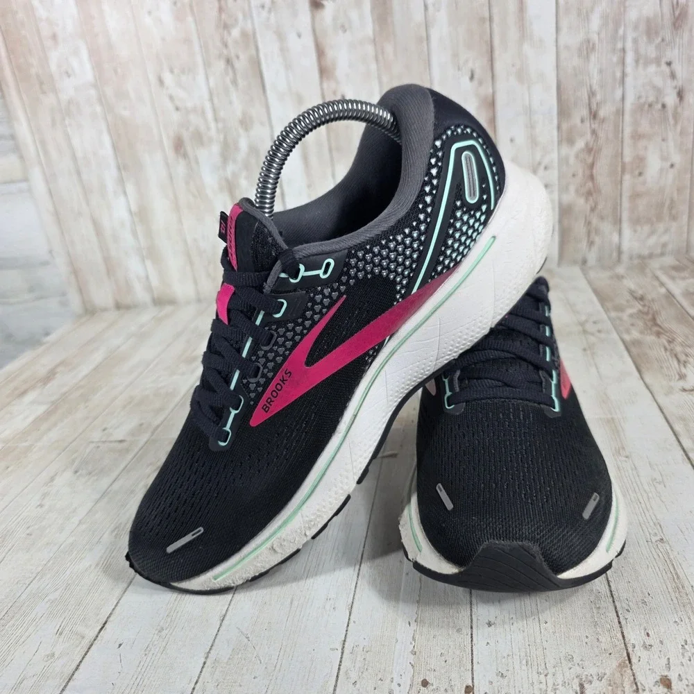 Brooks Ghost 14 Women's Running‎ Shoes Black Pink Teal Size 8.5
